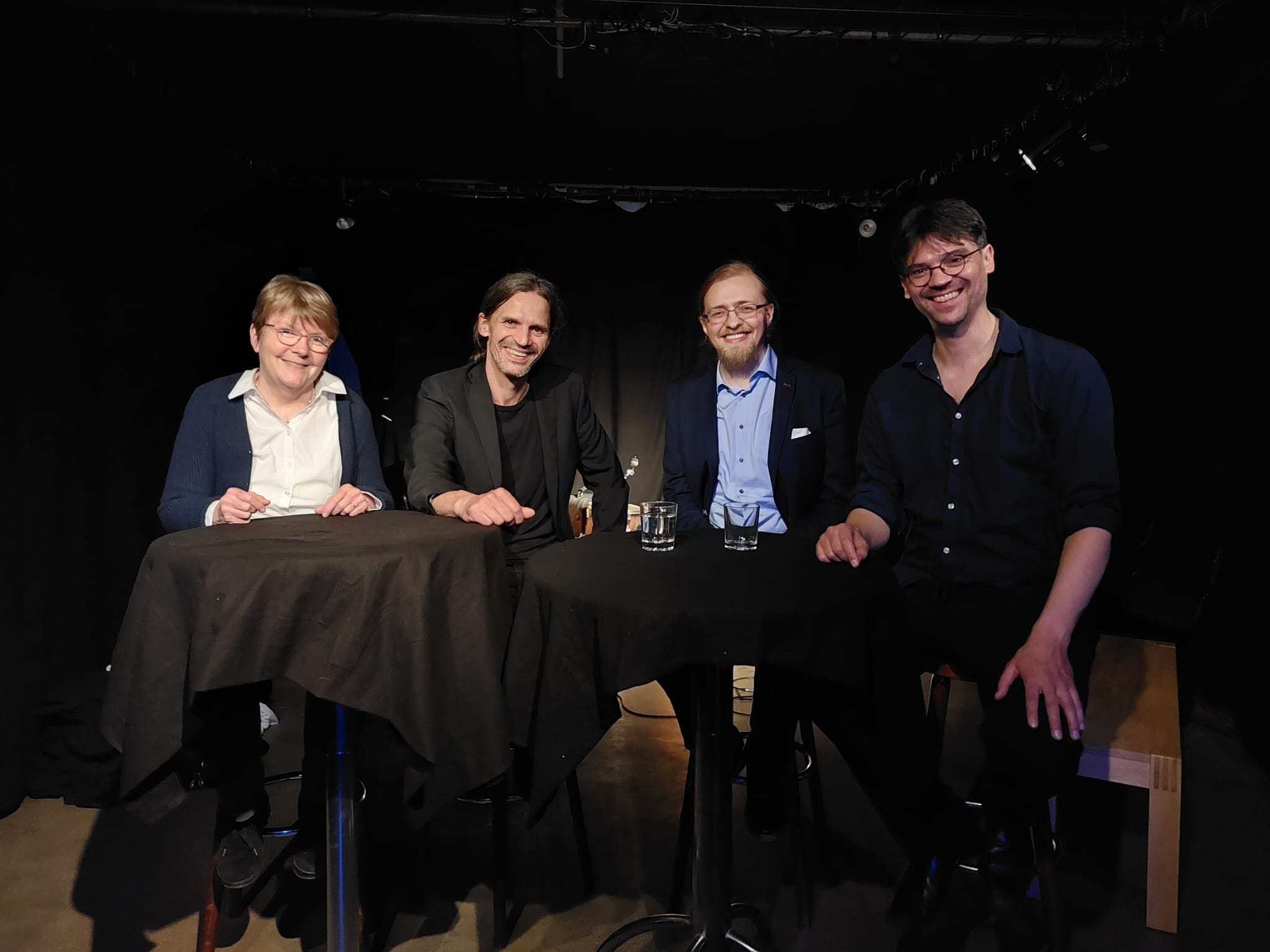 Podium discussion on exoplanet exploration. Left to right: Ruth Titz-Weider, Arthur Breitsprecher, Ludwig Scheibe, Christian Korthals.